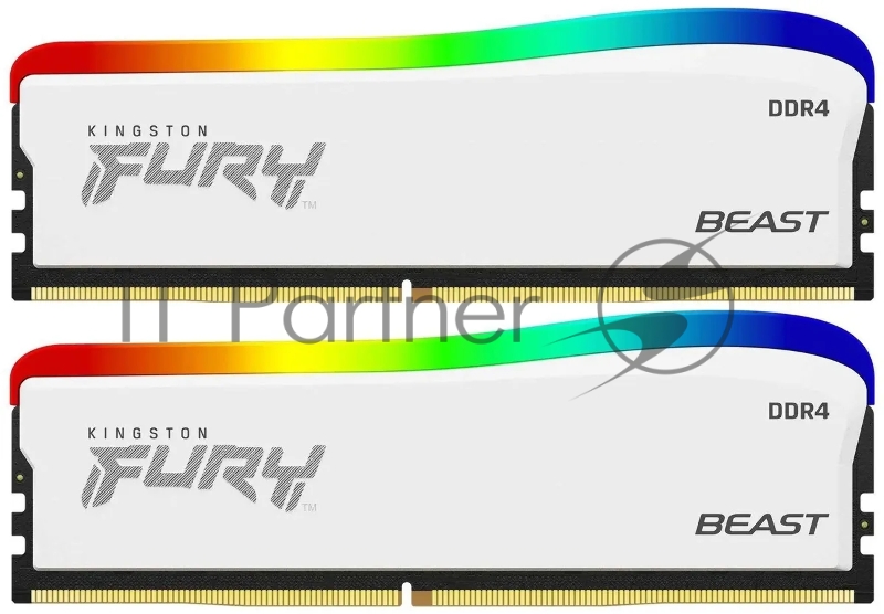 Модуль памяти DDR 4 DIMM 16Gb PC28800, 3600Mhz, Kingston FURY Beast White RGB SE CL17 (Kit of 2) (KF436C17BWAK2/16) (retail)