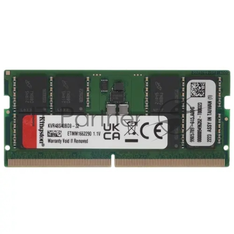 Модуль памяти Kingston DDR5 32GB 4800MT/s CL40 SO-DIMM 2Rx8, 1 year