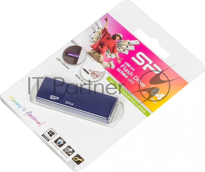 Флеш накопитель 64GB Silicon Power Ultima U05, USB 2.0, Синий
