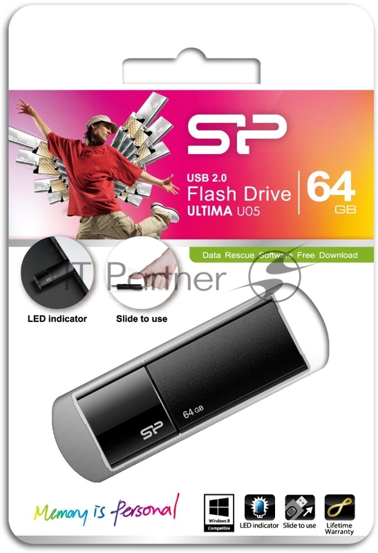 Флеш накопитель 64GB Silicon Power Ultima U05, USB 2.0, Черный