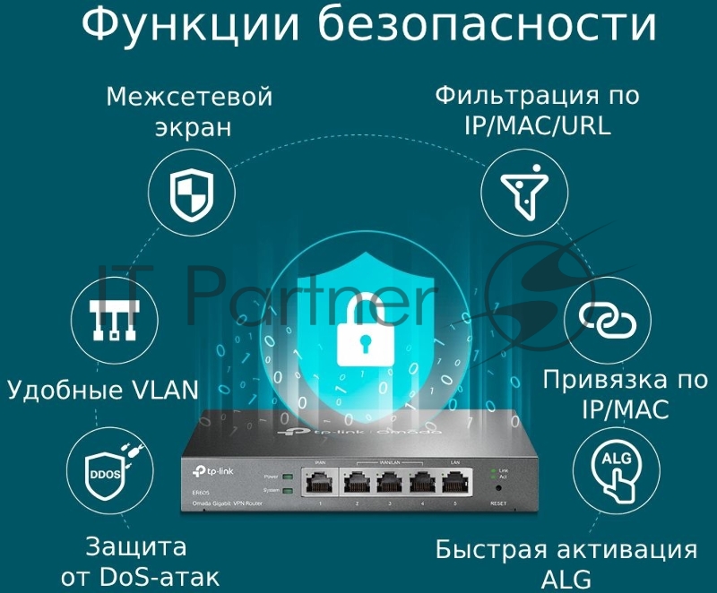 Роутер TP-Link SafeStream ER605 10/100/1000BASE-TX черный