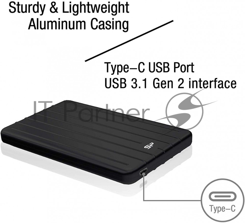 SSD Silicon Power 512Gb Bolt B75 Pro <SP512GBPSD75PSCK> (USB 3.1 Gen2 Type C, 520/450Mbs, противоударный MIL-STD 810G, 124х82х12mm, 85g) Black
