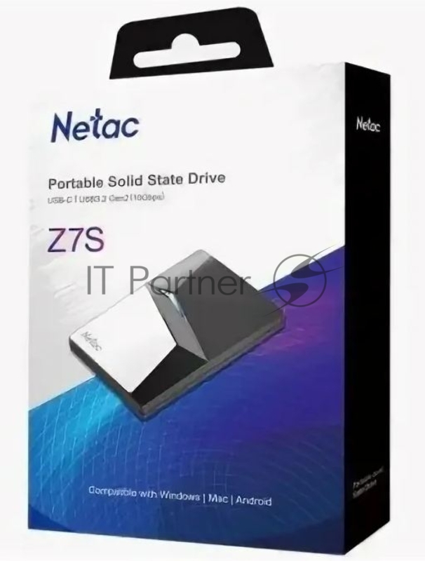 Накопитель внешний SSD External Netac 2.0Tb Z7S <NT01Z7S-002T-32BK> (USB3.2, up to 550/480MBs, 89х60х11.5mm, Aluminium+Steel+Plastic)
