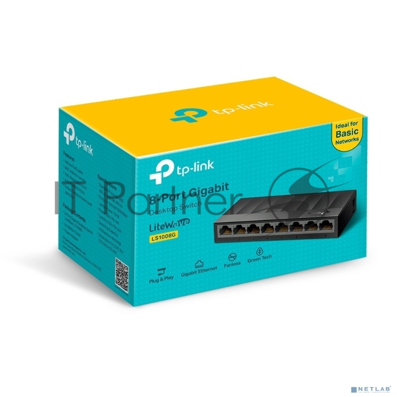 Коммутатор 8 ports Giga Unmanaged switch, 8 10/100/1000Mbps RJ-45 ports, plastic shell, desktop and wall mountable