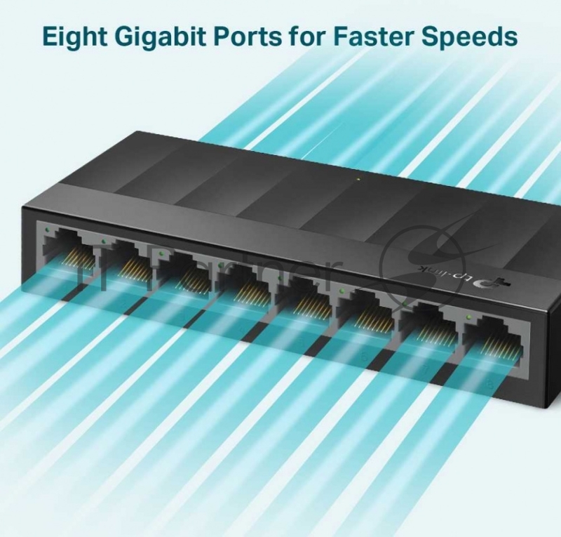 Коммутатор 8 ports Giga Unmanaged switch, 8 10/100/1000Mbps RJ-45 ports, plastic shell, desktop and wall mountable