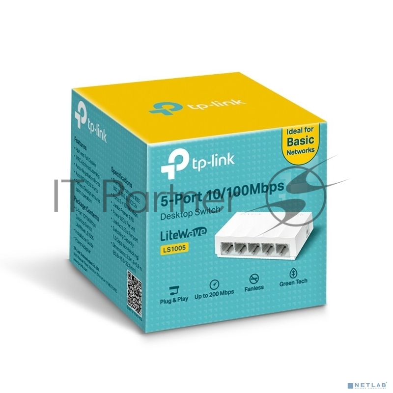 Коммутатор роутер TP-Link LS1005, 5 портов Ethernet 100 Мбит/с