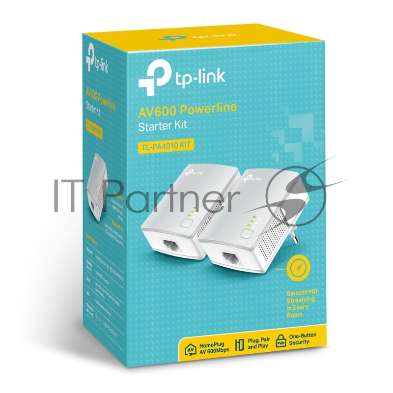 Сетевой адаптер TP-Link TL-PA4010KIT AV600 Nano Powerline Ethernet Adapter Starter Kit, Ultra Compact Size, 500Mbps Powerline Datarate, 10/100Mbps Fast Ethernet, HomePlug AV, Green Powerline, Plug and Play, Twin Pa
