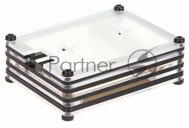 Корпус Qumo, 9-слойный акриловый + вентилятор, Raspberry Pi 4 , black transparent(RS041)