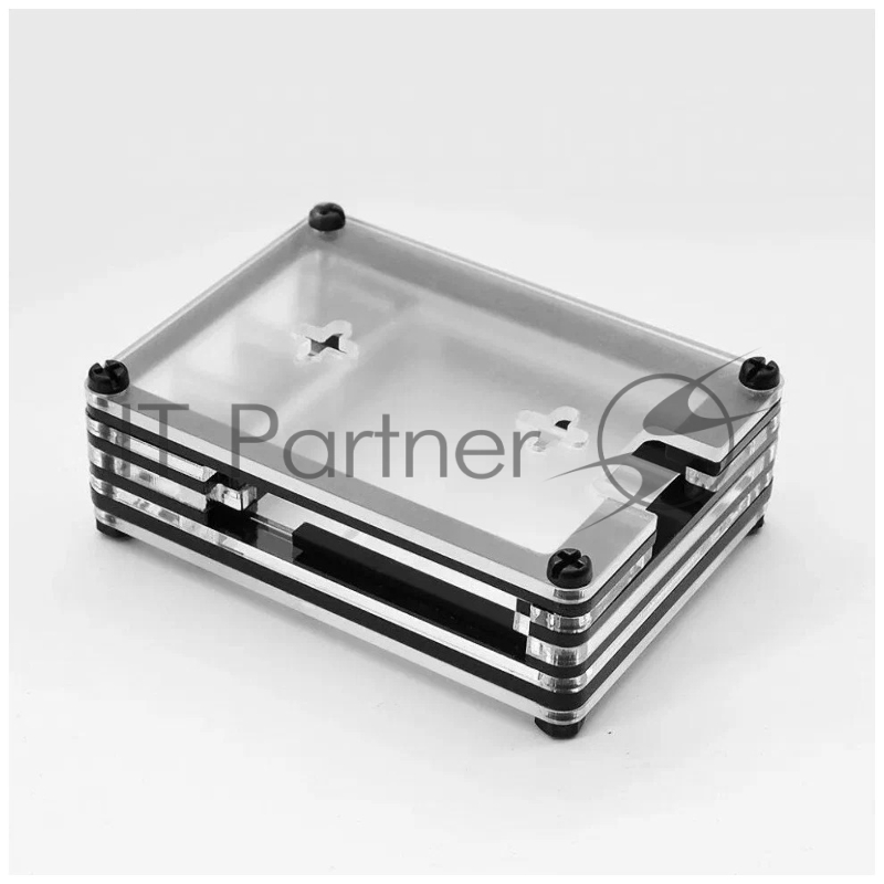Корпус Qumo, 9-слойный акриловый + вентилятор, Raspberry Pi 4 , black transparent(RS041)