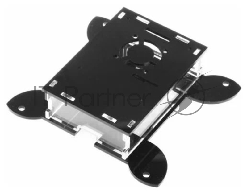 Корпус Qumo, VESA 100x100+вентилятор, Raspberry Pi 4 , акрил, black(RS043)