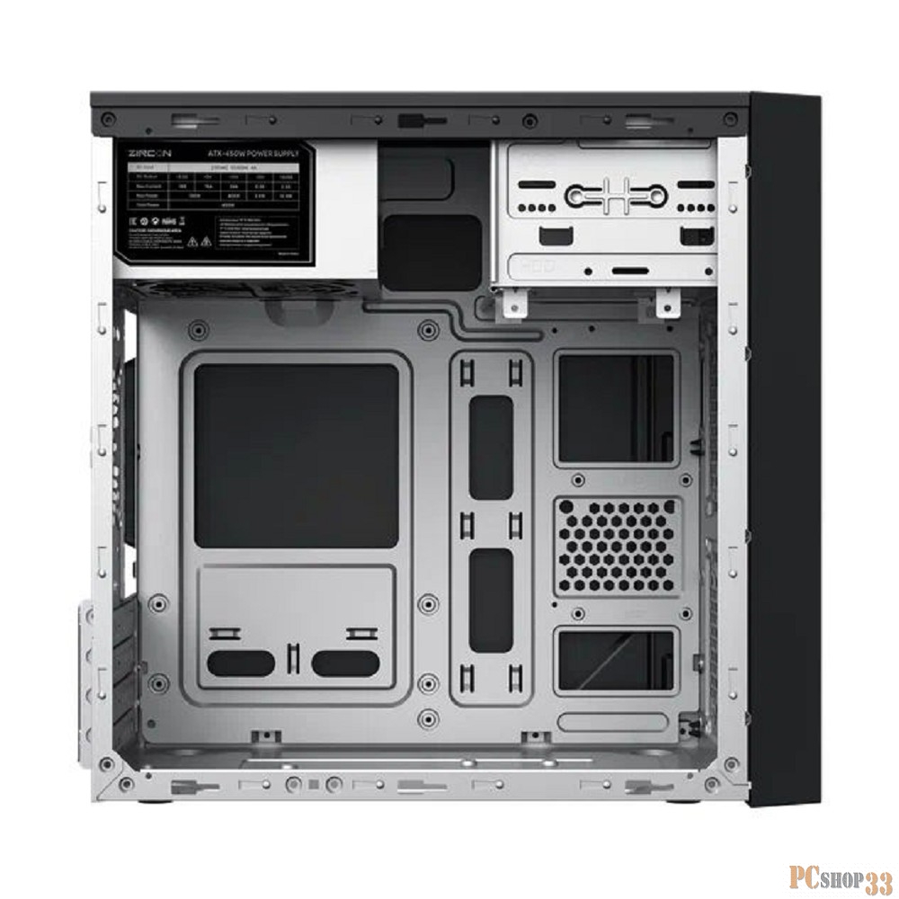 Корпус ZIRCON IVA BK (Midi Tower, Черный, БП 450Вт., 1*USB3.0, 1*USB Type-C, HD Audio)