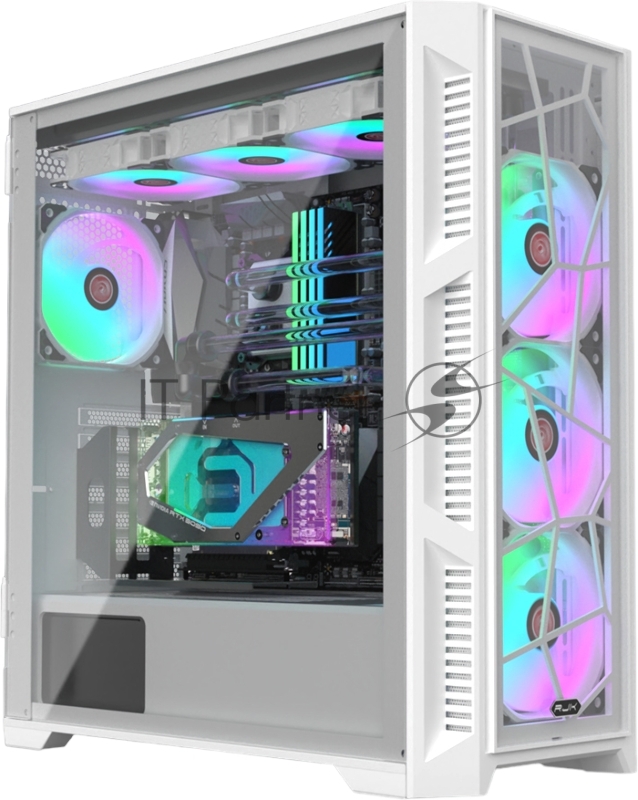 Корпус AGOS ULTRA WHITE TG4 (E-ATX 4pcs ARGB 120x120x25mm fans pre-installed Type C + USB3.0 port 4.0mm Tempered glass with hinge design 3.5 HDDx2 + 2.5 SSD/HDDx3)