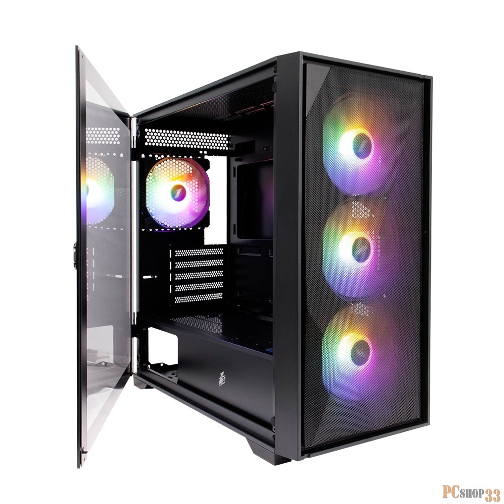 Корпус 1STPLAYER DK D6 Black / mATX / 4x120mm LED fans / D6-BK-4F1