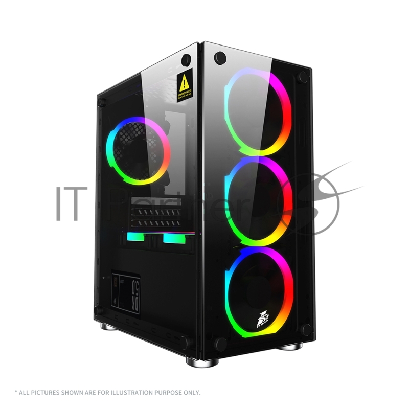 Корпус 1STPLAYER FIREBASE X2-M / mATX / 4x120mm LED fans / X2-M-4F1