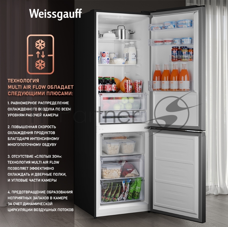 Холодильник Weissgauff WRK 2000 Total NoFrost Inverter Black Inox