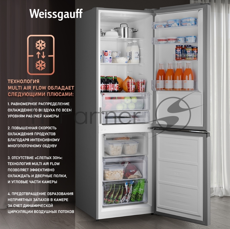 Холодильник Weissgauff WRK 2000 Total NoFrost Inverter Inox