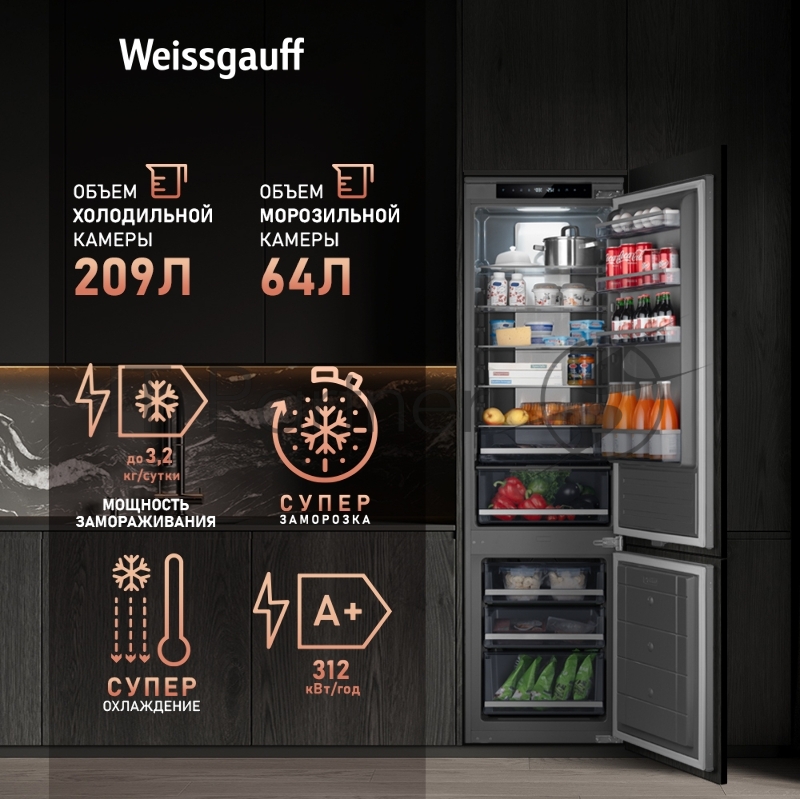 Холодильник Weissgauff WRK 2000 Total NoFrost Inverter Inox