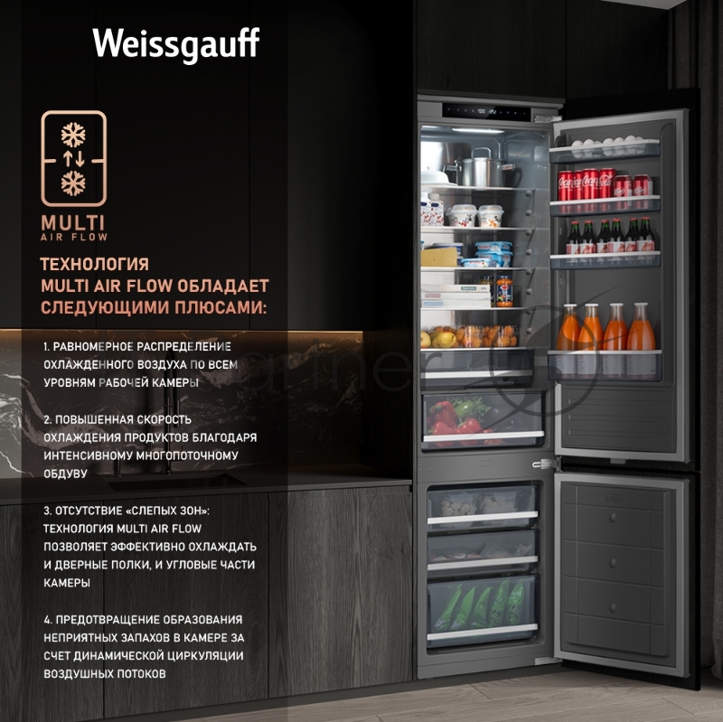 Холодильник Weissgauff WRK 2000 Total NoFrost Inverter Inox