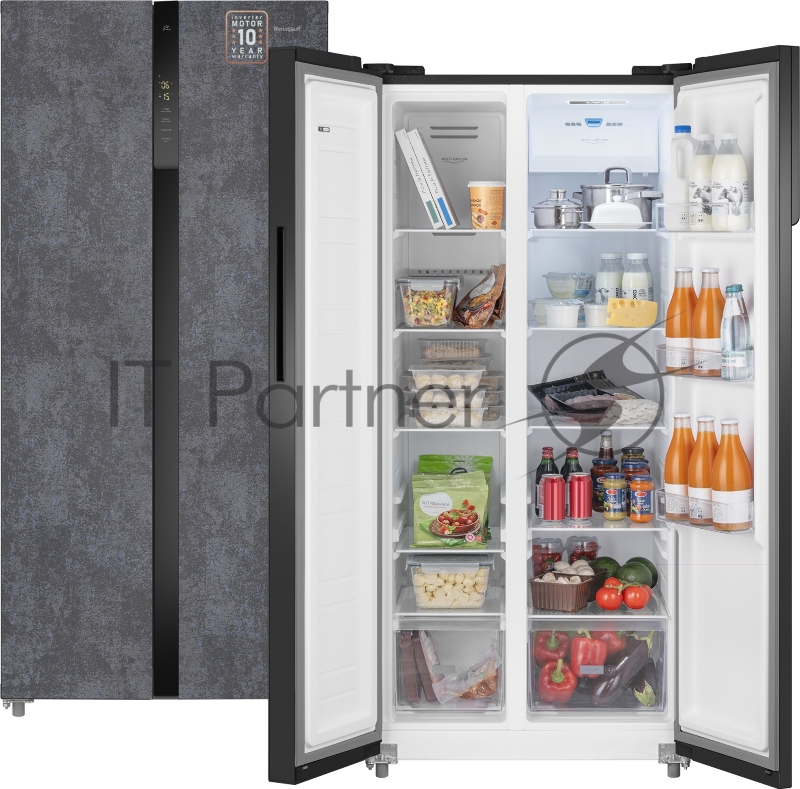Холодильник Weissgauff WSBS 500 Inverter NoFrost Rock Glass