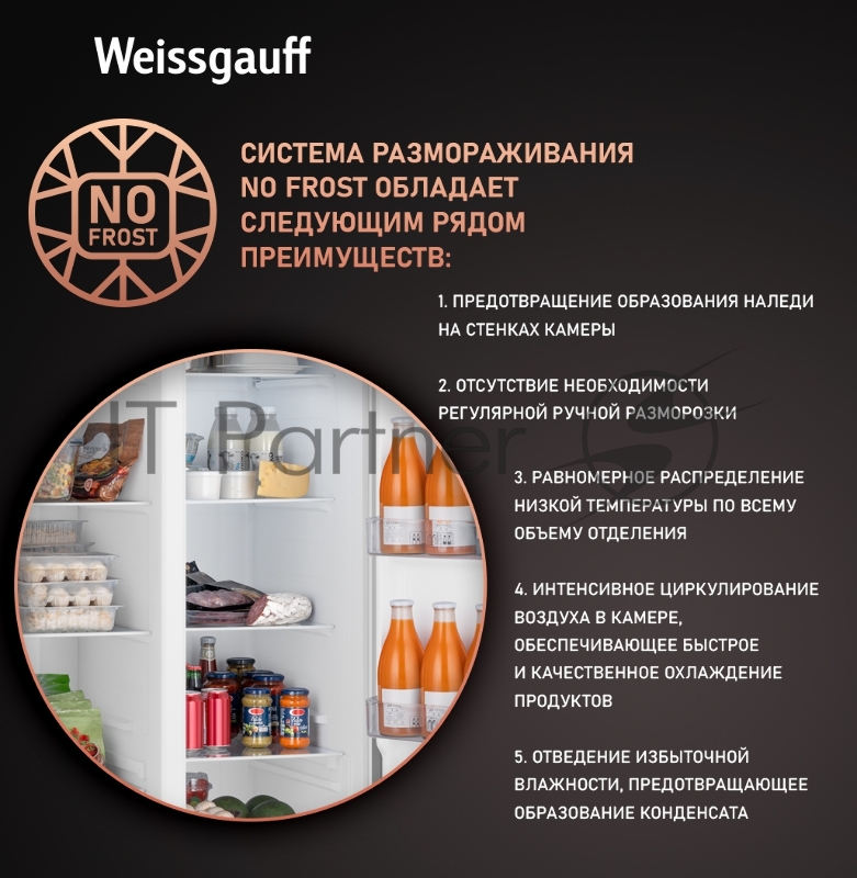 Холодильник Weissgauff WSBS 500 Inverter NoFrost Rock Glass