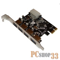 Контроллер USB3.0 (4 внешн.) ORIENT VA-3U4PE (PCI-E x1)