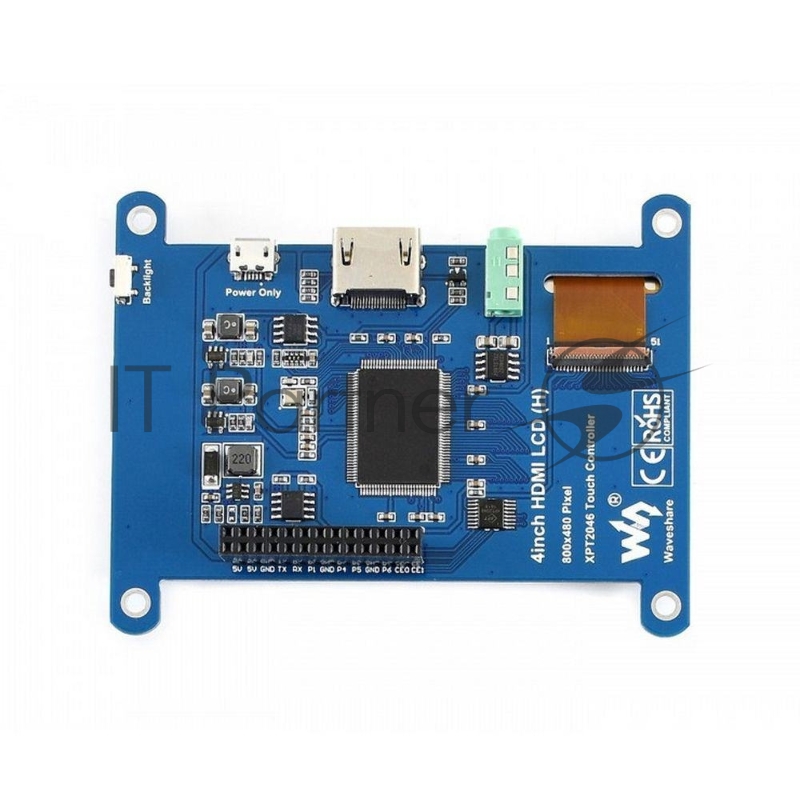 Резистивный сенсорный дисплей без корпуса ACD18-RA613 Waveshare 4 800*480 IPS матрица, вход HDMI, питание по USB, для Raspberry Pi 3 (WS16340)