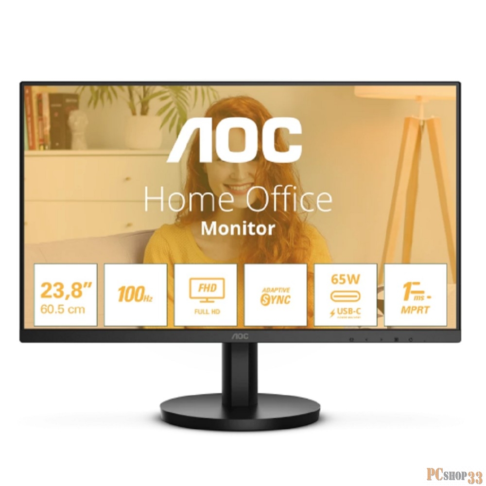Монитор AOC 24 24B3CA2 черный IPS LED 4ms 16:9 HDMI матовая 1300:1 250cd 178гр/178гр 1920x1080 100Hz FHD USB 3.4кг