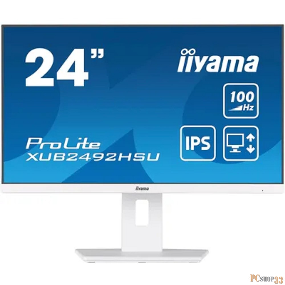 Монитор LCD Iiyama 23.8 XUB2492HSU-W6 белый {IPS 1920x1080 100Hz 0.4ms HDMI DisplayPort USB M/M Pivot}