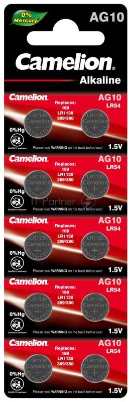 Батарейка Camelion G10 BL-10 Mercury Free (AG10-BP10(0%Hg), 389A/LR1130/189 батарейка для часов)