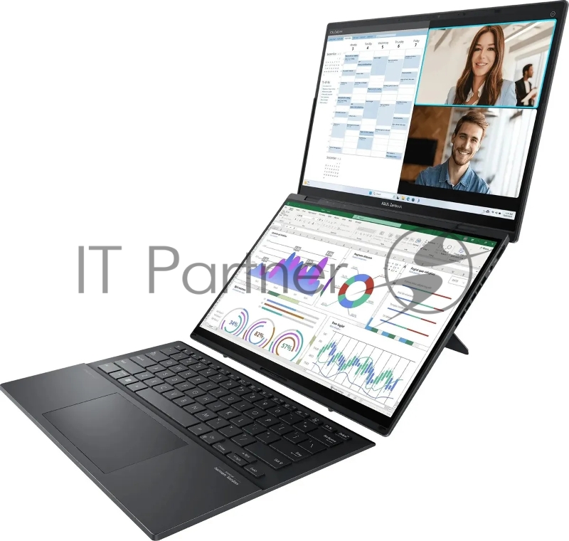 Ноутбук Asus ZenBook Duo UX8406MA-QL339W Core Ultra 9 185H 32Gb SSD1Tb Intel Arc 14 OLED Touch FHD (1920x1080) Windows 11 Home grey WiFi BT Cam Bag (90NB12U1-M00HW0)