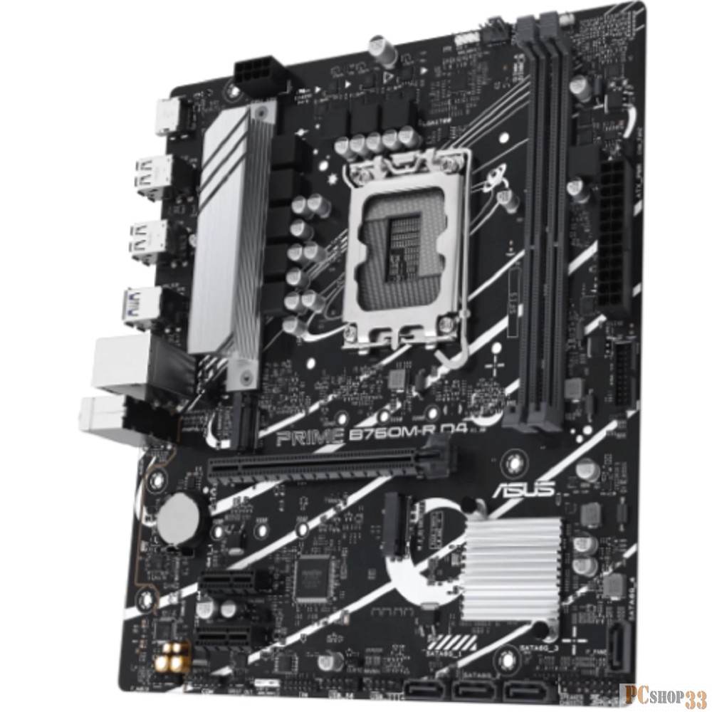 Материнская плата ASUS PRIME B760M-R D4, LGA1700, B760, 2*DDR4, HDMI, 4xSATA3 + RAID, M2, Audio, Gb LAN, USB 3.2, USB 2.0, mATX 90MB1HA0-M0EAY0