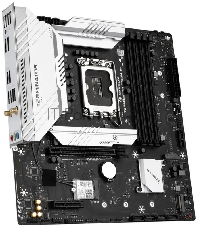 Материнская плата Maxsun MS-Terminator B760M D4 LGA1700 B760 4*DDR4 1*PCIEx16/ 1*PCIEx4/ 3*M.2 Front1*TypeC(20Gpbs)/ 2*USB3.2 Gen1/ 2*USB2.0 Rear2*USB3.2 Gen2/ 6*USB2.0 4*SATA3 2.5G HDMI+DP M-ATX RTL