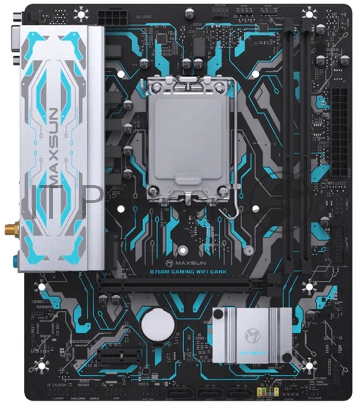 Материнская плата Maxsun MS-B760M GAMING WIFI GANK LGA1700 B760 2*DDR5 1*PCIEx16/ 1*PCIEx1/ 1*M.2 Front2*USB3.2 Gen1/ 2*USB2.0 Rear2*USB3.2 Gen1/ 4*USB2.0 3*SATA3 1G VGA+HDMI M-ATX RTL