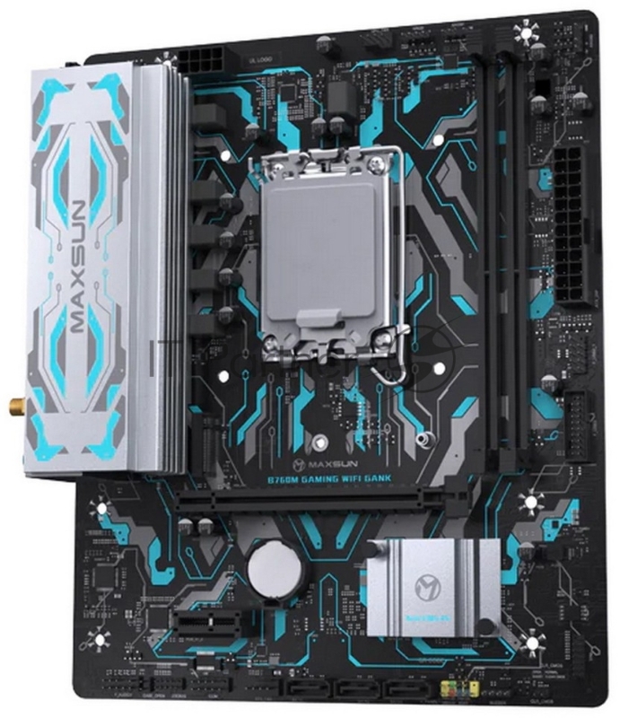 Материнская плата Maxsun MS-B760M GAMING WIFI GANK LGA1700 B760 2*DDR5 1*PCIEx16/ 1*PCIEx1/ 1*M.2 Front2*USB3.2 Gen1/ 2*USB2.0 Rear2*USB3.2 Gen1/ 4*USB2.0 3*SATA3 1G VGA+HDMI M-ATX RTL