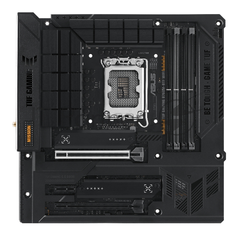 Материнская плата ASUS TUF GAMING B760M-BTF WIFI LGA 1700, Intel B760, 4xDDR5-5600 МГц, 2xPCI-Ex16, 3xM.2, Micro-ATX