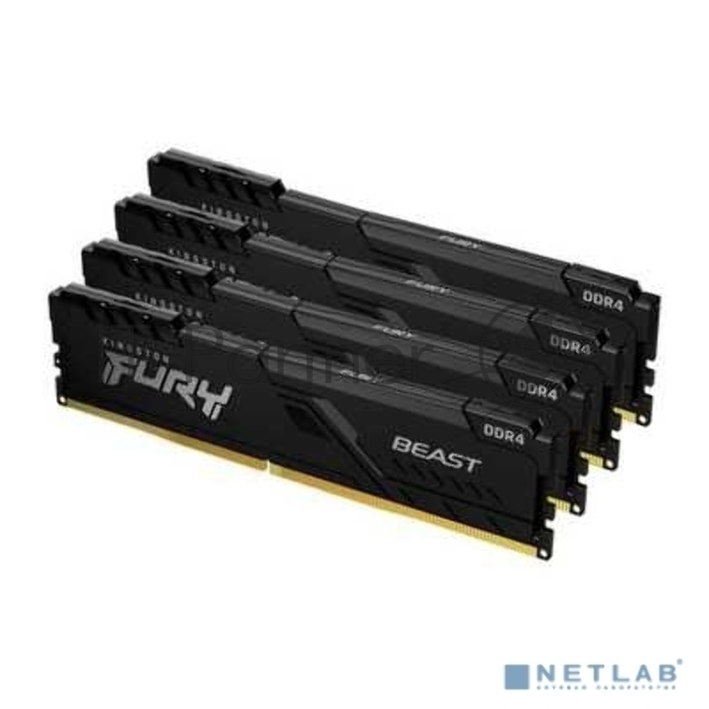 Память оперативная Kingston 64GB 3200MHz DDR4 CL16 DIMM (Kit of 4) 1Gx8 FURY Beast Black