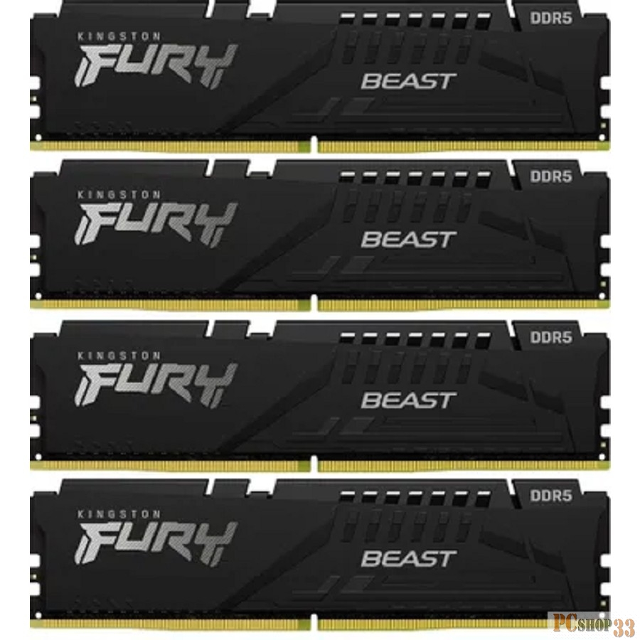 Модуль памяти Kingston DDR5 64GB Kit (4x16Gb) 5200 MT/s CL40 KF552C40BBK4-64