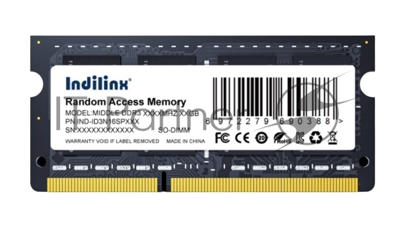 Модуль памяти для ноутбука SODIMM DIMM 4GB DDR3-1600 IND-ID3N16SP04X INDILINX