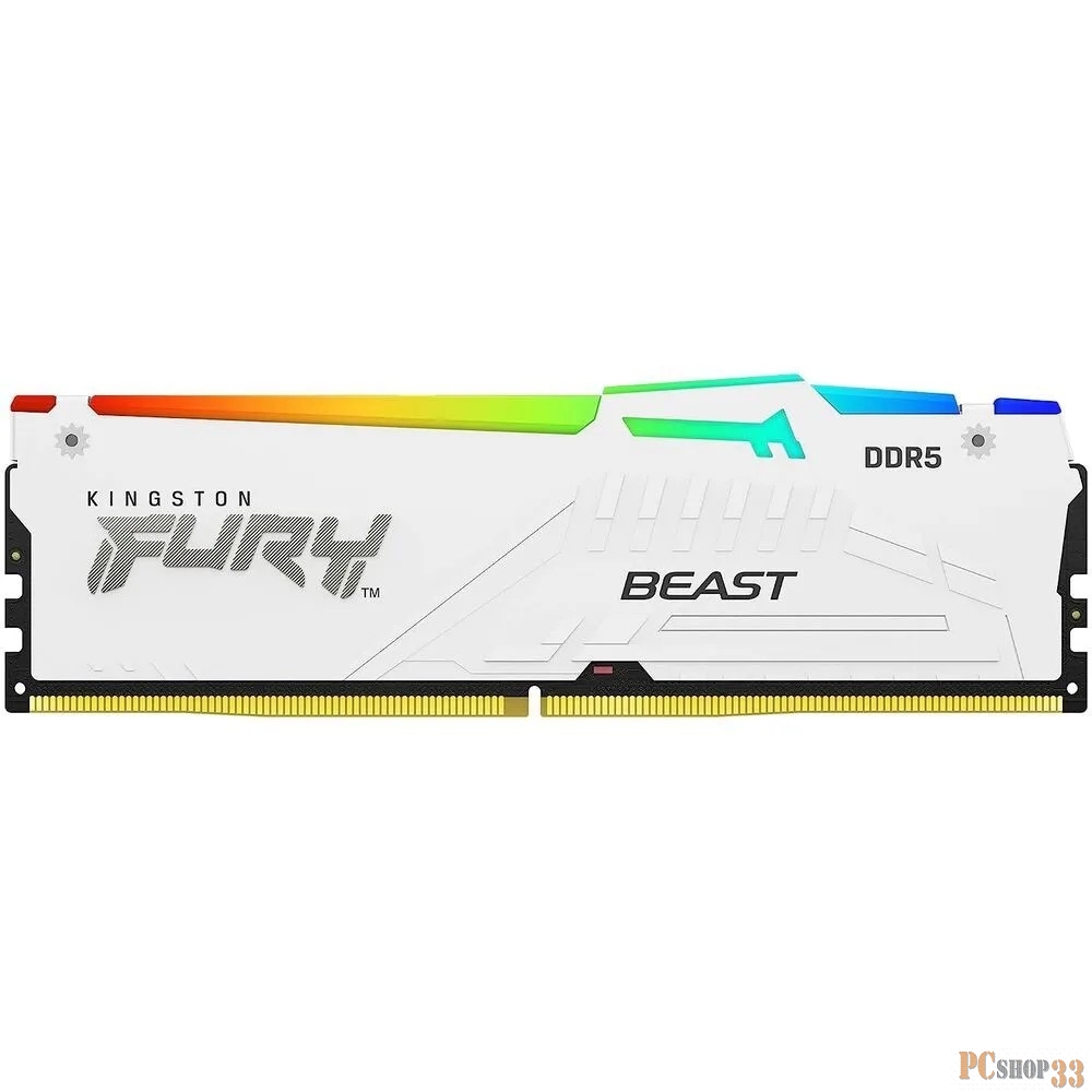 Модуль памяти Kingston 16GB 6000MT/s DDR5 CL40 DIMM FURY Beast White RGB XMP KF560C40BWA-16