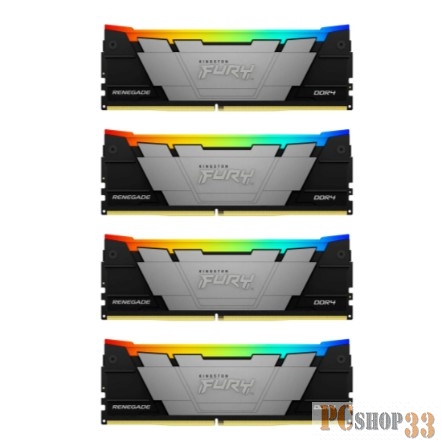Память Kingston DDR4 4x16GB 3600MHz KF436C16RB12AK4/64 Fury Renegade RGB RTL Gaming PC4-28800 CL16 DIMM 288-pin 1.35В kit dual rank с радиатором Ret