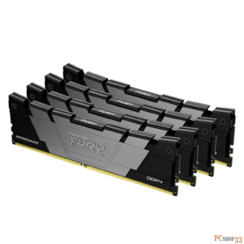 Память Kingston DDR4 4x8GB 3200MHz KF432C16RB2K4/32 Fury Renegade Black RTL Gaming PC4-25600 CL16 DIMM 288-pin 1.35В single rank с радиатором Ret
