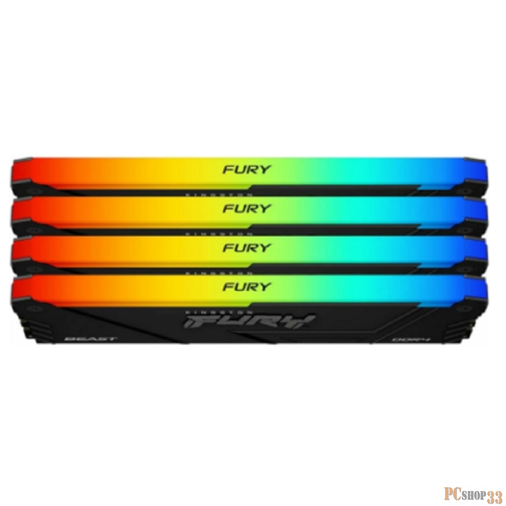 Память Kingston DDR4 4x8GB 3600MHz KF436C17BB2AK4/32 Fury Beast RGB RTL Gaming PC4-28800 CL17 DIMM 288-pin 1.35В kit single rank с радиатором Ret