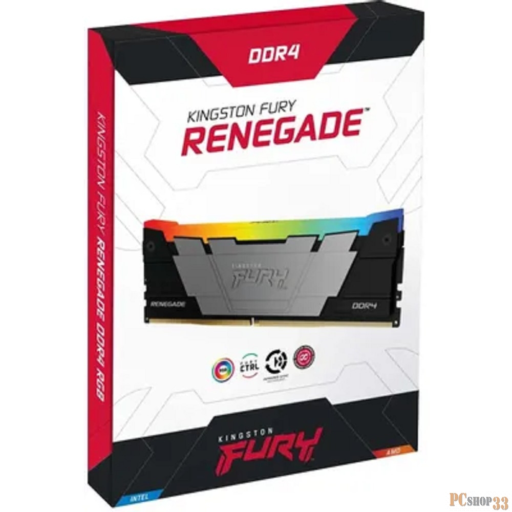 Память DDR4 8GB 3600MHz Kingston KF436C16RB2A/8 Fury Renegade RGB RTL Gaming PC4-28800 CL16 DIMM 288-pin 1.35В dual rank с радиатором Ret