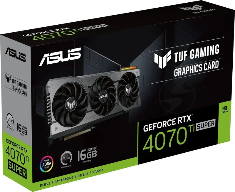 Видеокарта Asus TUF-RTX4070TIS-16G-GAMING NVIDIA GeForce RTX 4070TI Super 16Gb PCI-E 4.0 192bit GDDR6X 2730/21000 HDMIx2 DPx3 HDCP Ret