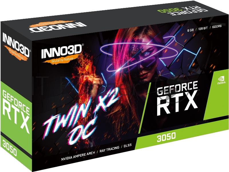 Видеокарта INNO3D RTX 3050 Twin X2 OC V2//RTX3050, HDMI, DP*3, 8G,D6
