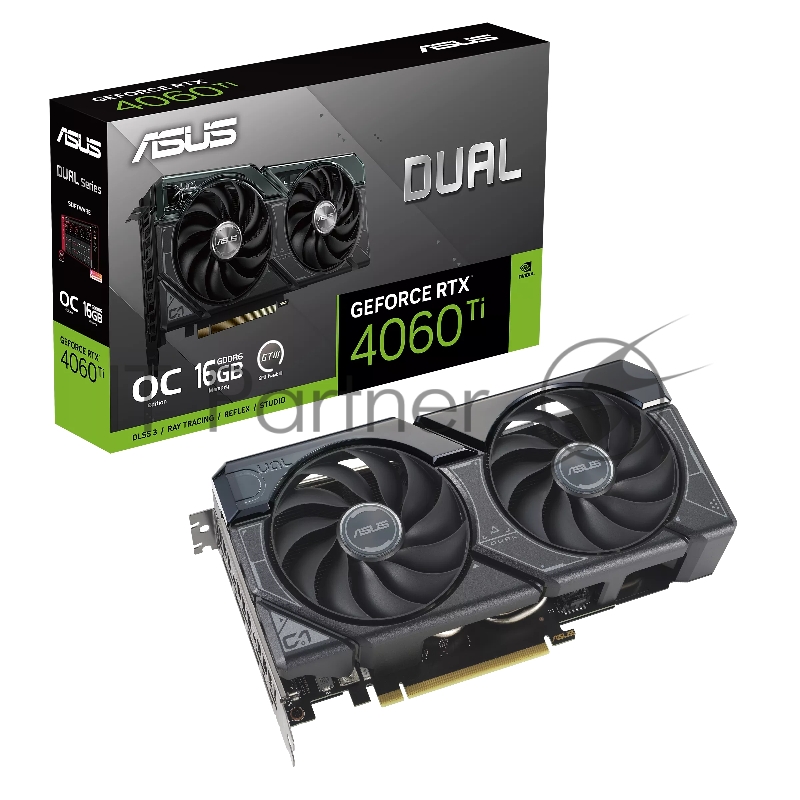 Видеокарта Asus PCI-E 4.0 DUAL-RTX4060TI-16G NVIDIA GeForce RTX 4060TI 16Gb 128bit GDDR6 2535/18000 HDMIx1 DPx3 HDCP Ret