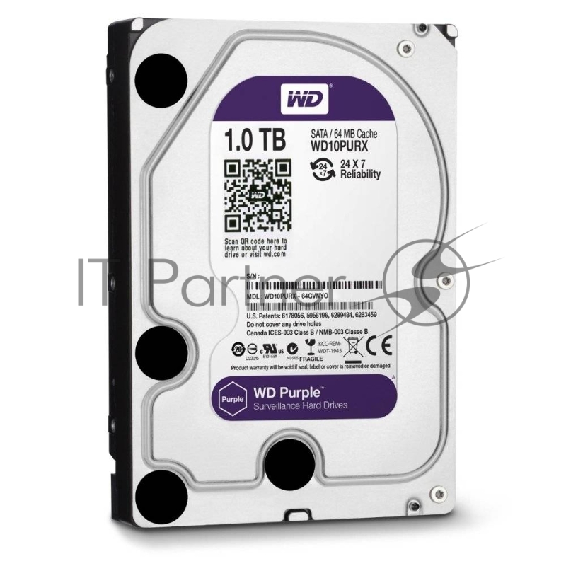 Жесткий диск WD 1Tb WD10PURZ Purple, SATA III <5400rpm, 64Mb> 3.5