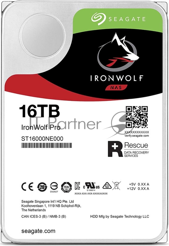 Жесткий диск Seagate HDD 16Tb IronWolf Pro ST16000NE000 3.5 SATA 6Gb/s 256Mb 7200rpm