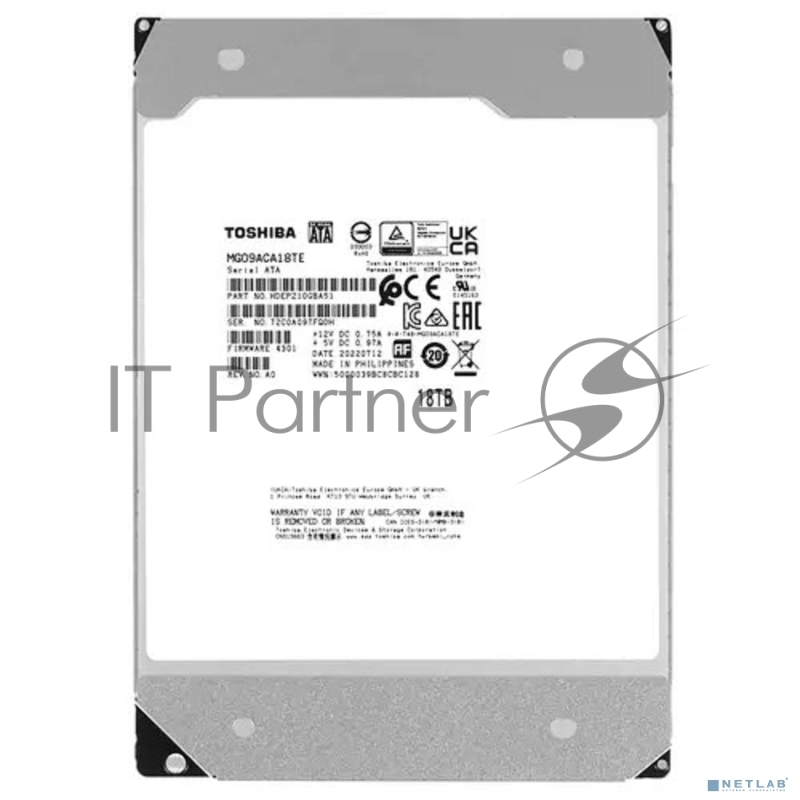 Жесткий диск HDD Toshiba SATA 18Tb 3.5 Server 7200 6Gbit/s 512Mb