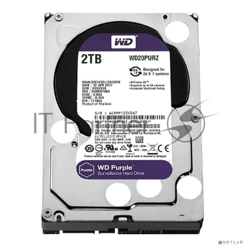Жесткий диск Western Digital 2Tb 5400rpm WDC PURPLE WD22PURZ SATA 6GB/S 256MB